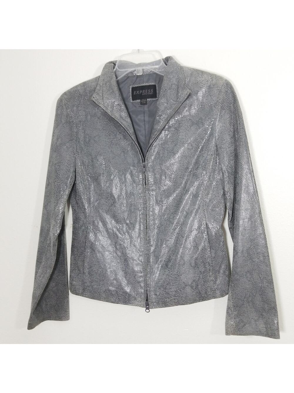 Express leather jacket shimmering snakeskin 7/8